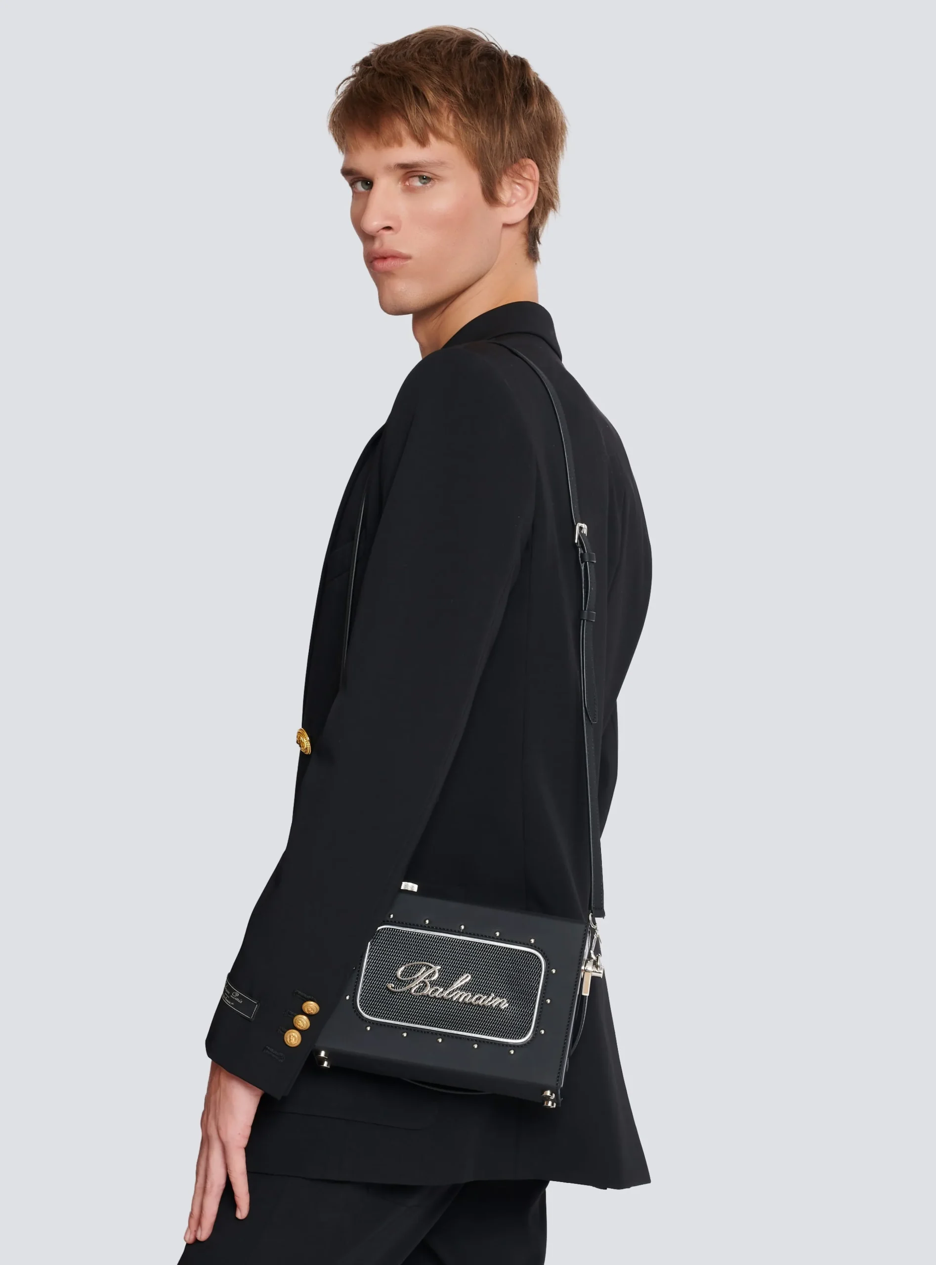Women Balmain Radio Rubber-effect Leather Bag