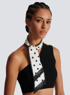 Women Balmain Roses And Polka Dots Printed Bandana