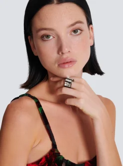 Women Balmain Resin And Rhinestone Ring