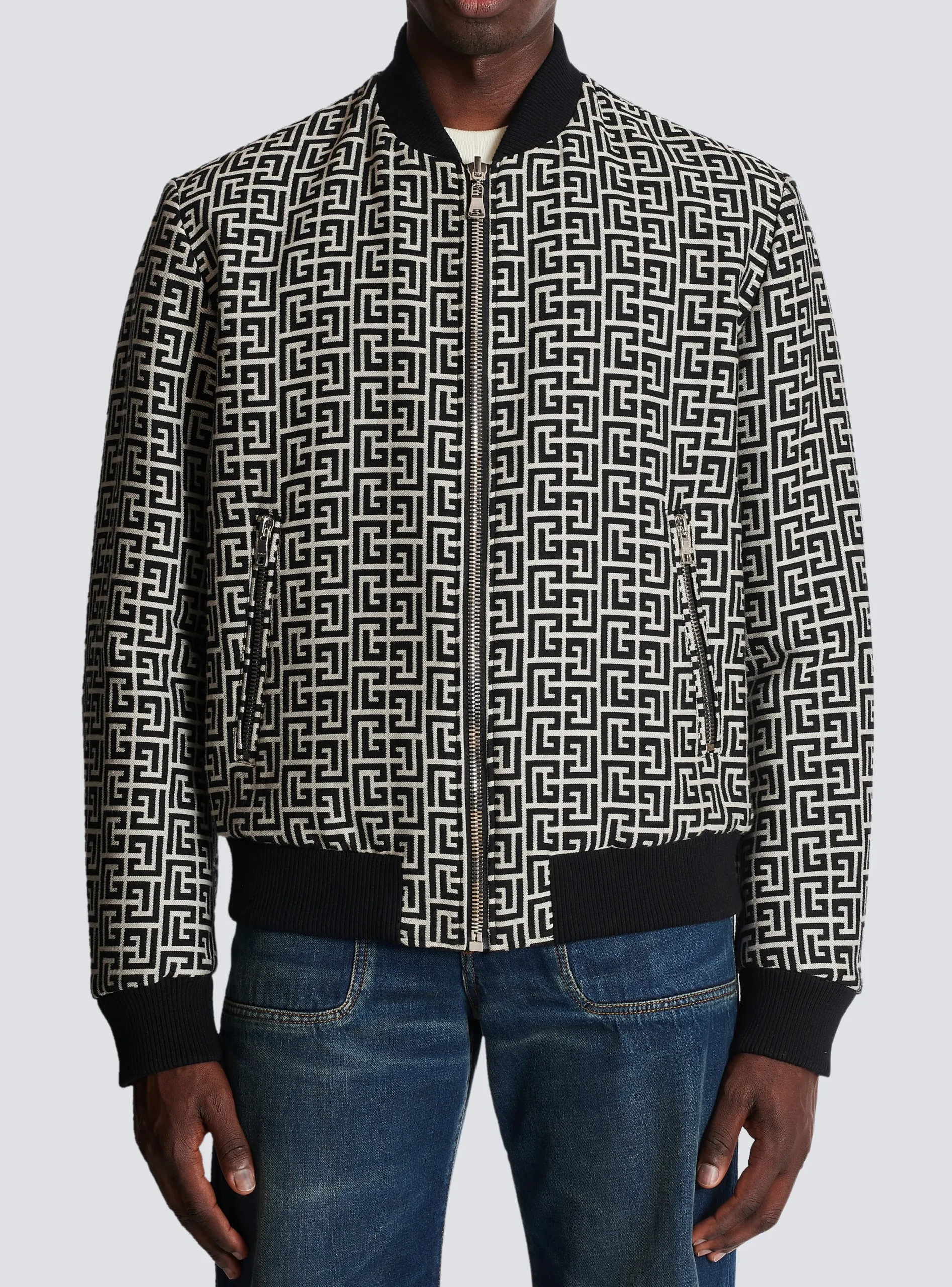 Balmain Reversible Cotton Bomber Jacket With Monogram