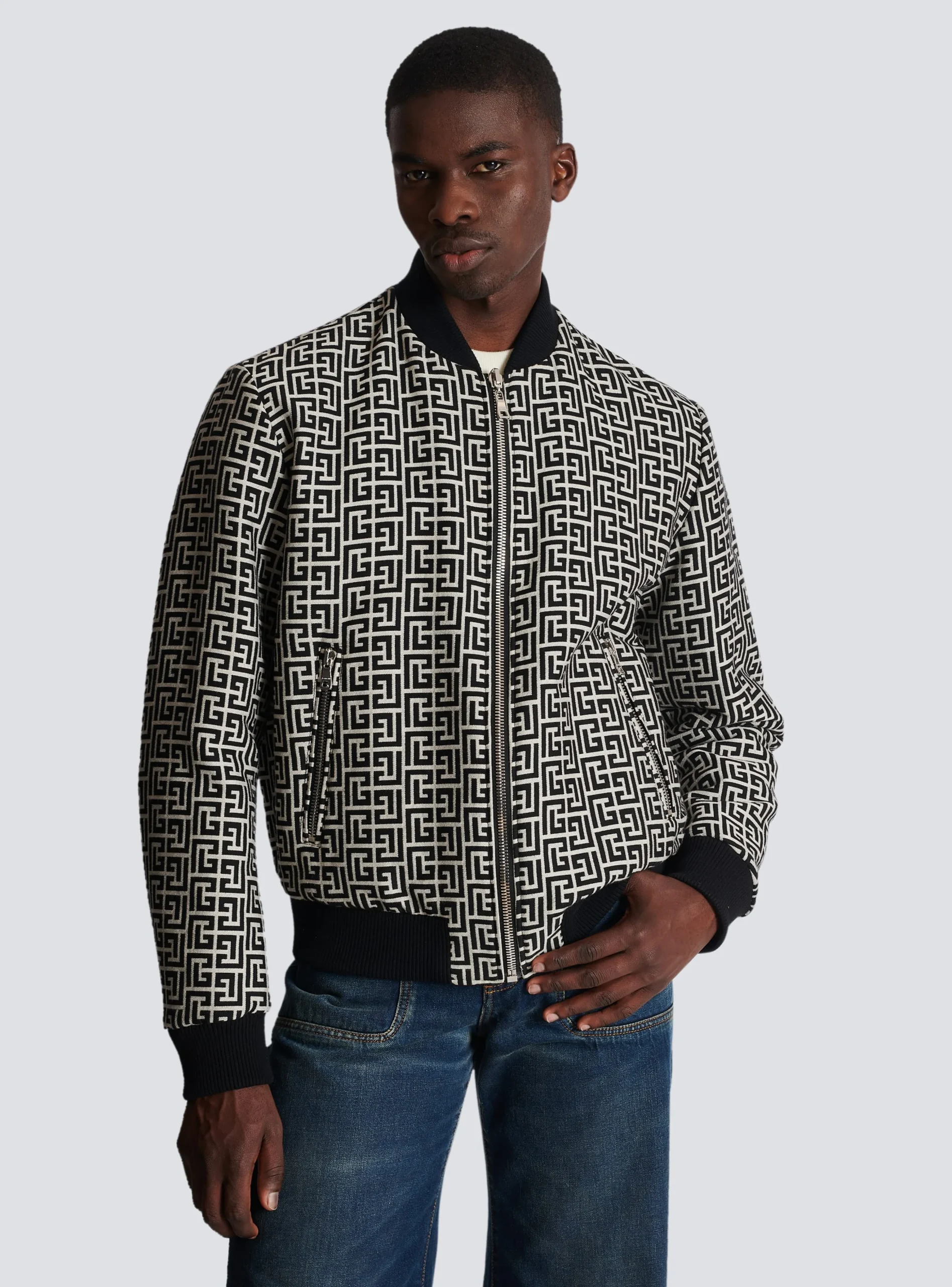 Balmain Reversible Cotton Bomber Jacket With Monogram