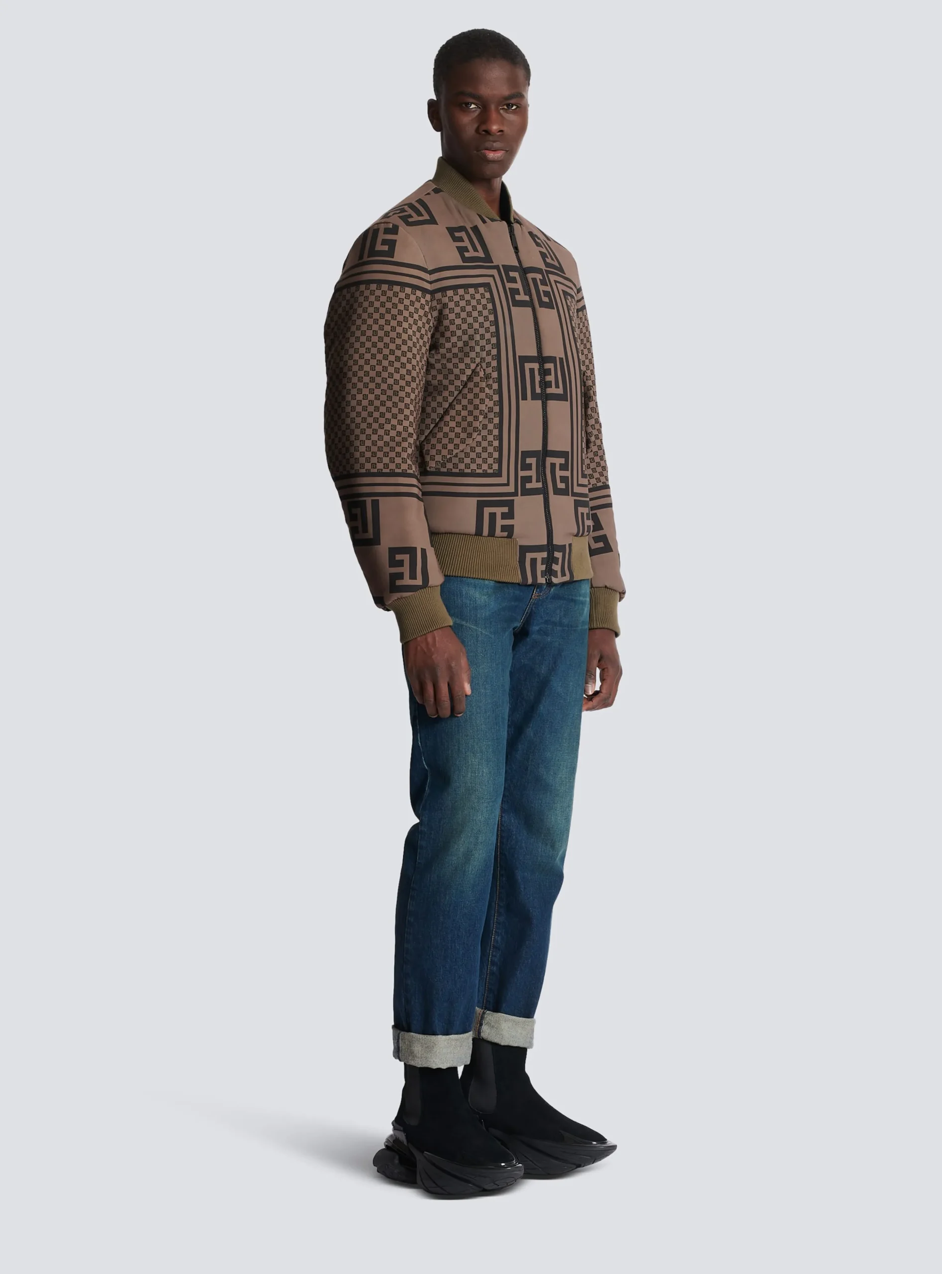 Balmain Reversible Mini Monogram Bomber Jacket