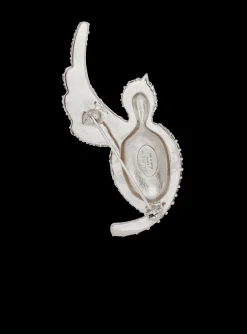 Women Balmain Rhinestone And Palladium Swallow Brooch