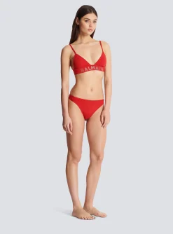 Women Balmain Rhinestoned Triangle Bikini