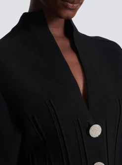 Women Balmain Ribbed Knit Peplum Cardigan