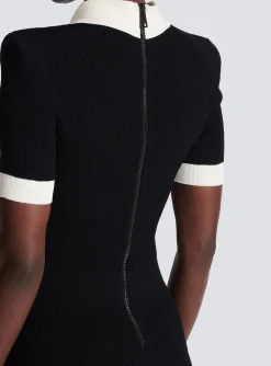 Women Balmain Ribbed Knit Polo Dress