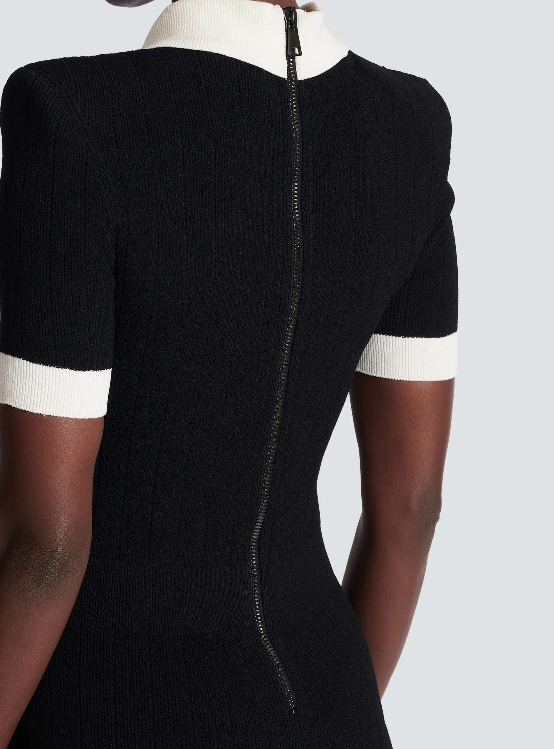 Women Balmain Ribbed Knit Polo Dress