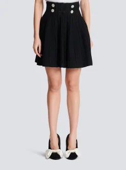 Women Balmain Ribbed Knit Skater Skirt