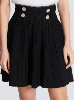 Women Balmain Ribbed Knit Skater Skirt