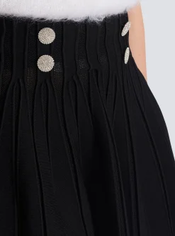 Women Balmain Ribbed Knit Skater Skirt