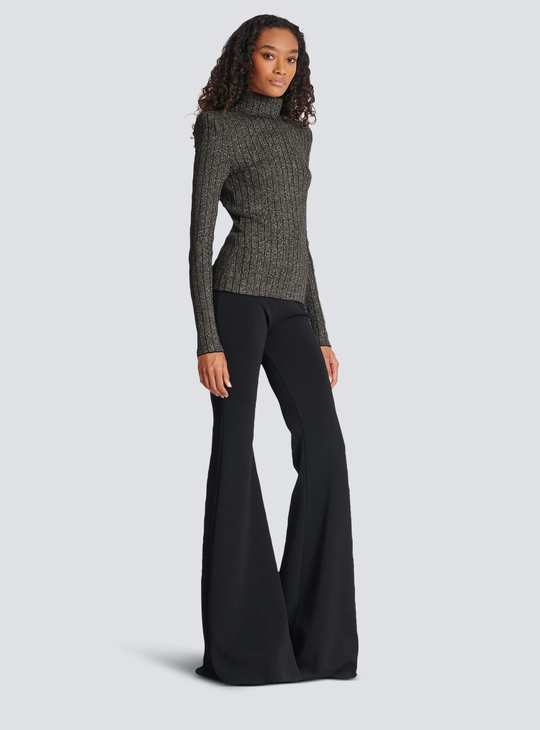 Women Balmain Ribbed Lurex Knit Jumper