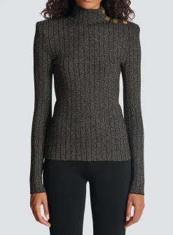 Women Balmain Ribbed Lurex Knit Jumper