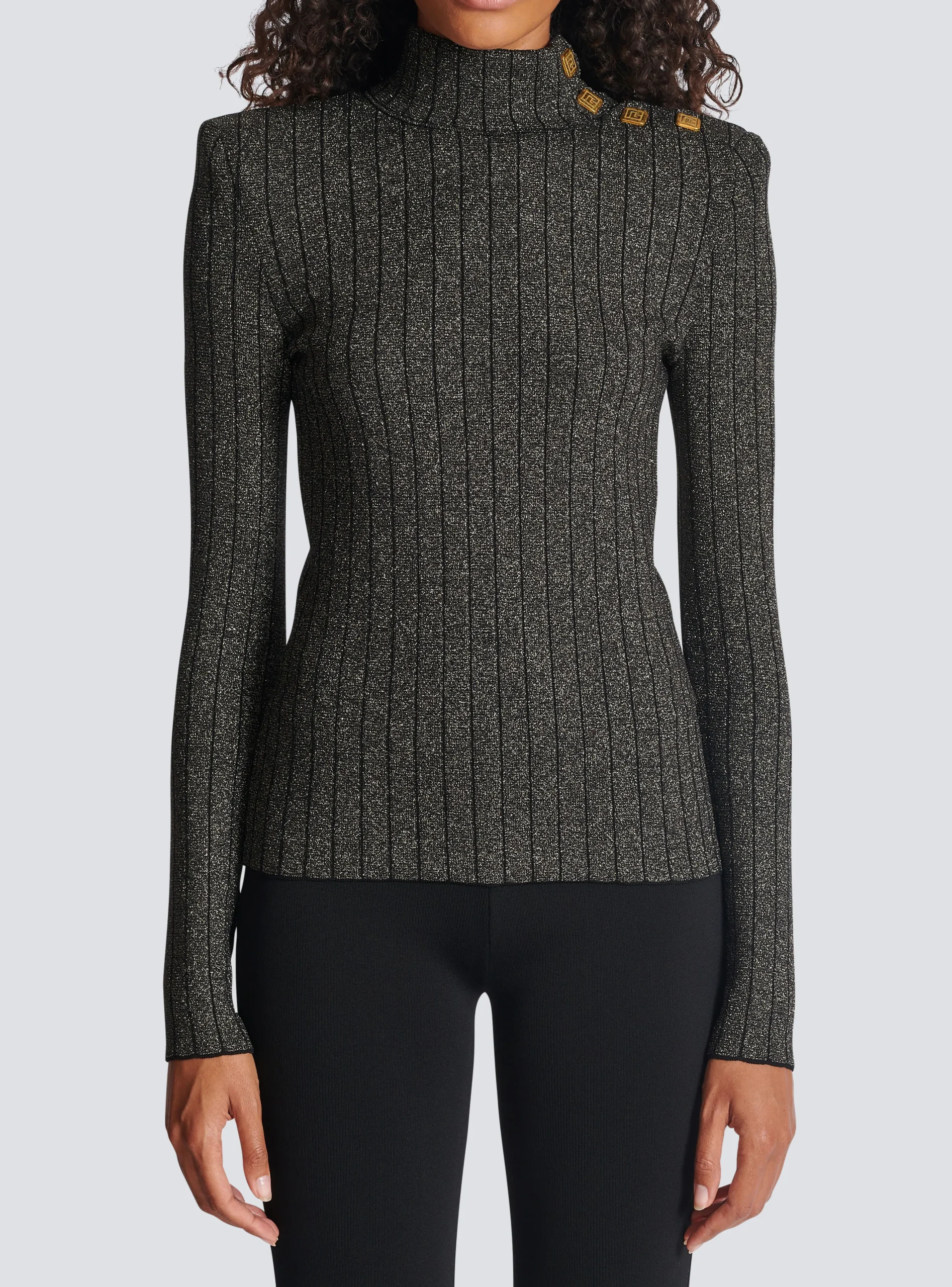 Women Balmain Ribbed Lurex Knit Jumper