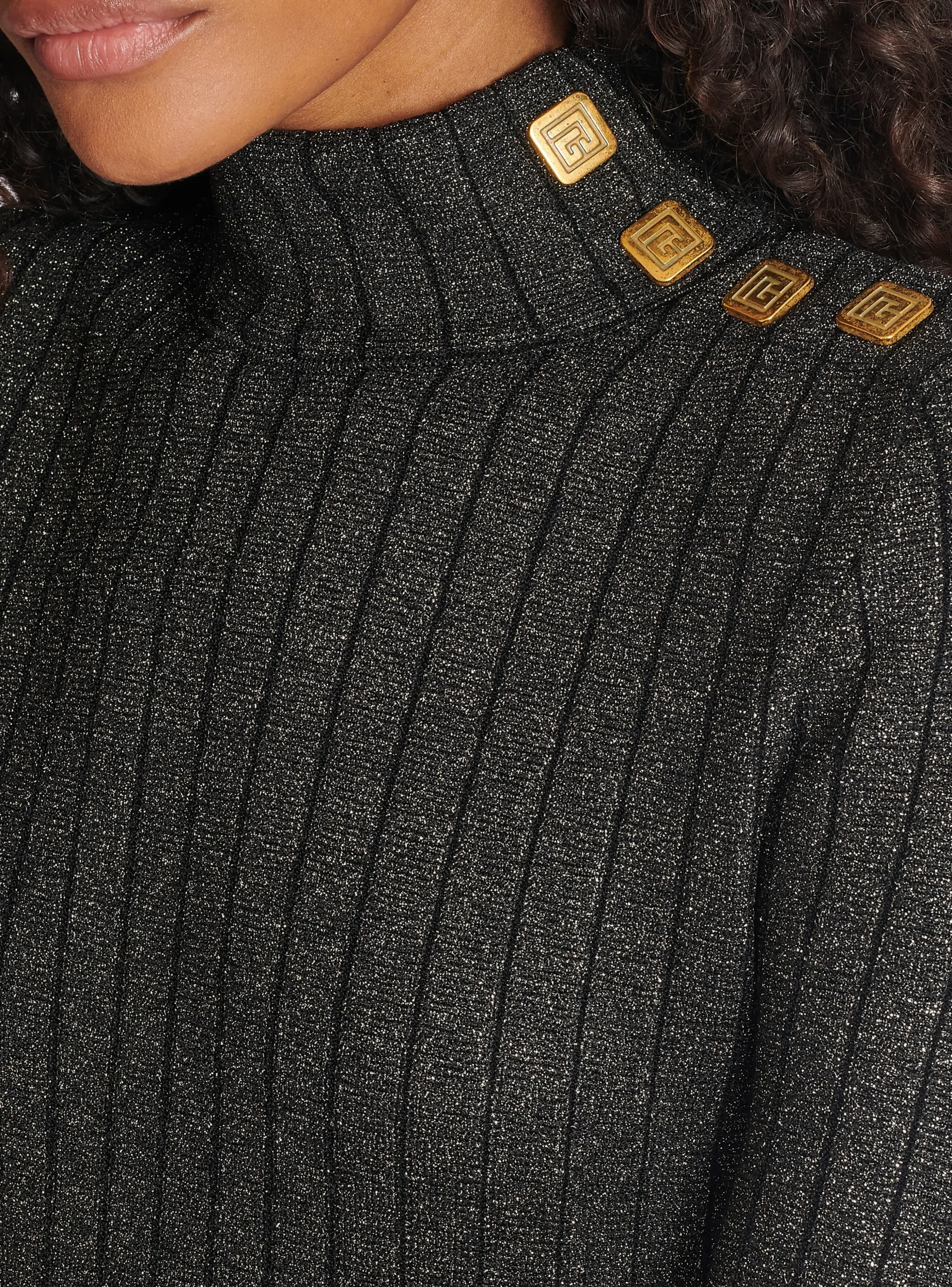 Women Balmain Ribbed Lurex Knit Jumper
