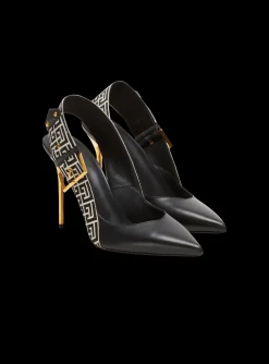 Women Balmain Ruby Monogrammed Leather Slingbacks