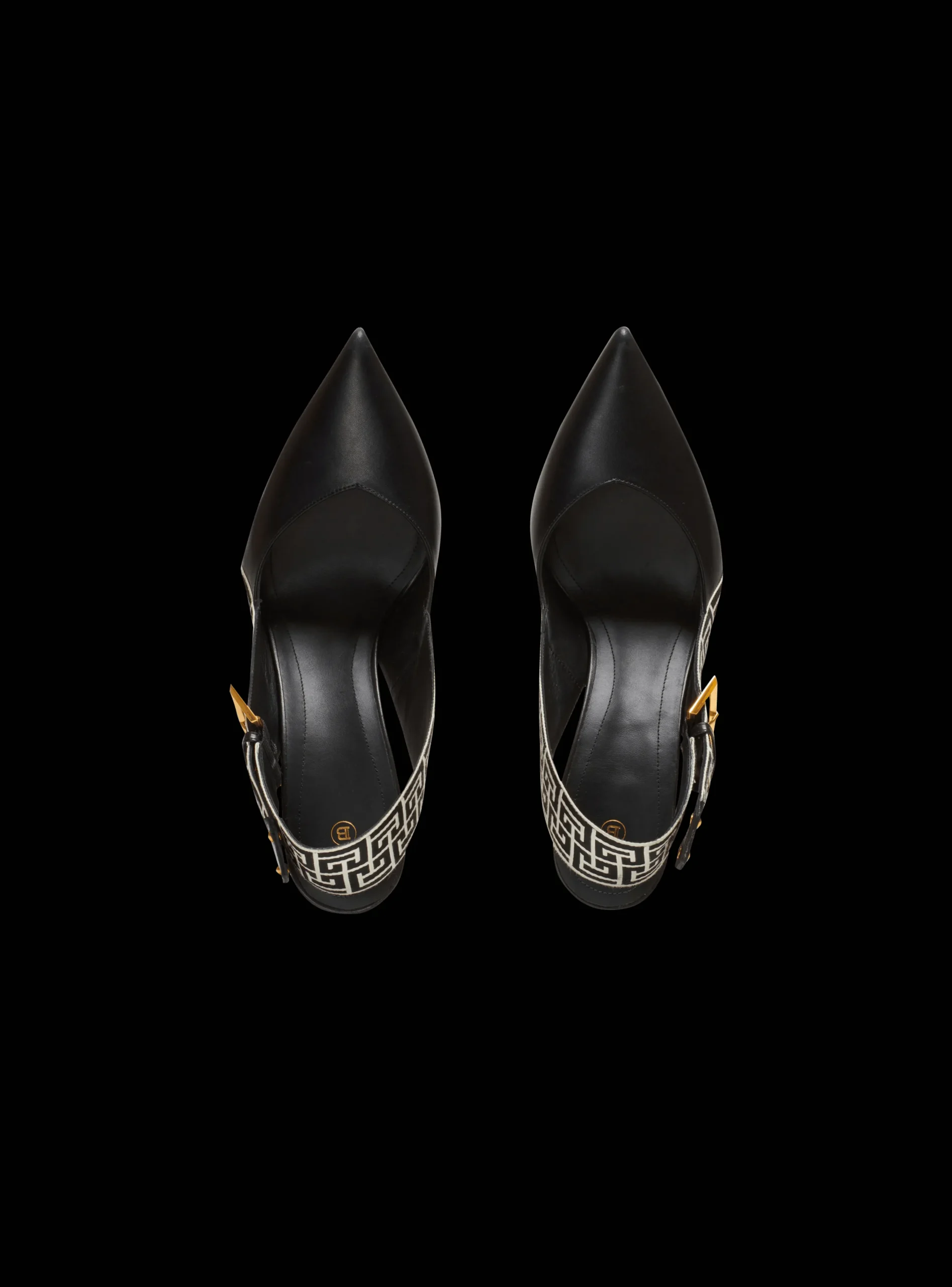 Women Balmain Ruby Monogrammed Leather Slingbacks