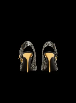 Women Balmain Ruby Monogrammed Leather Slingbacks