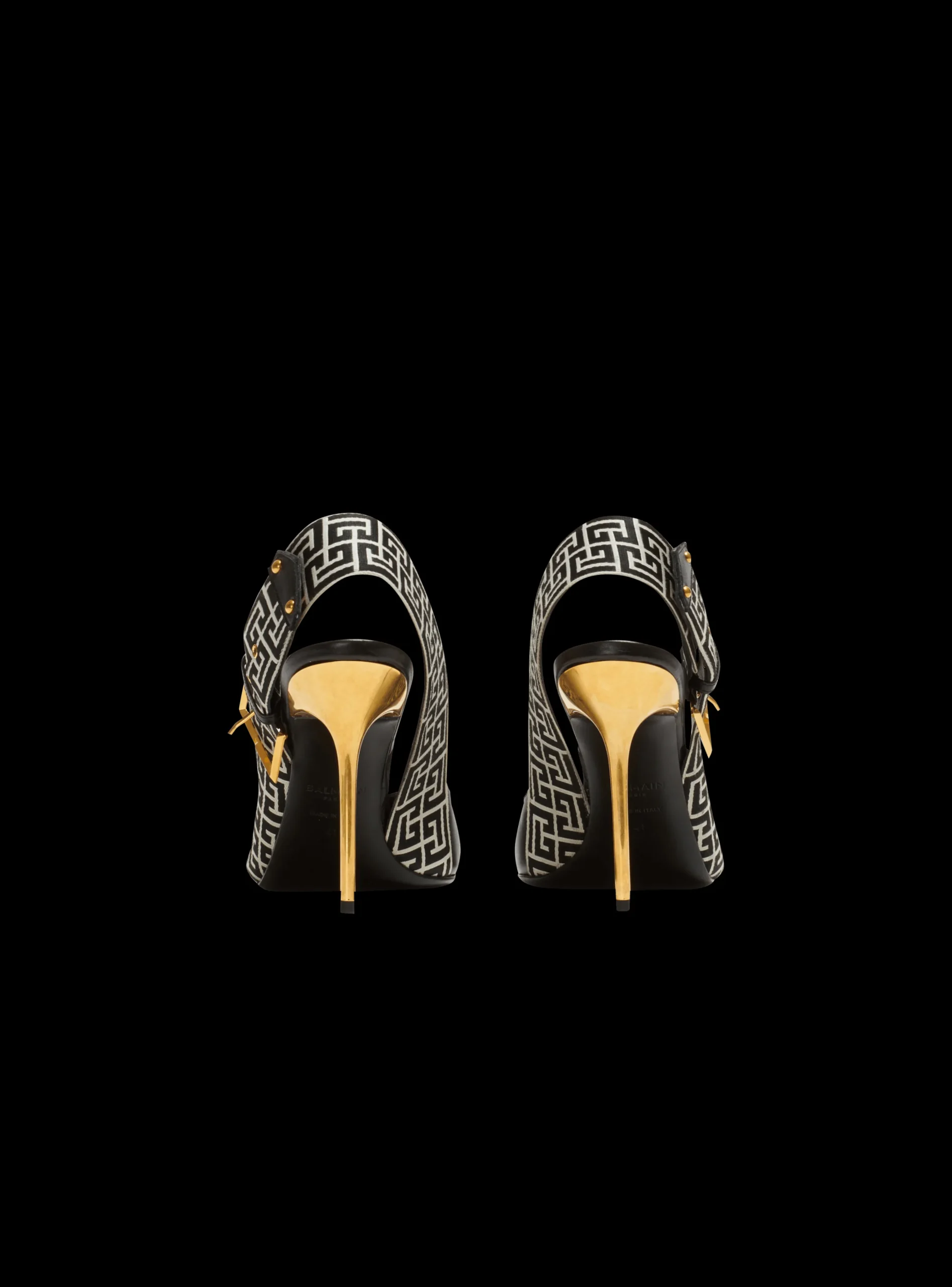 Women Balmain Ruby Monogrammed Leather Slingbacks