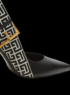 Women Balmain Ruby Monogrammed Leather Slingbacks