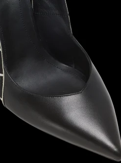 Women Balmain Ruby Monogrammed Leather Slingbacks