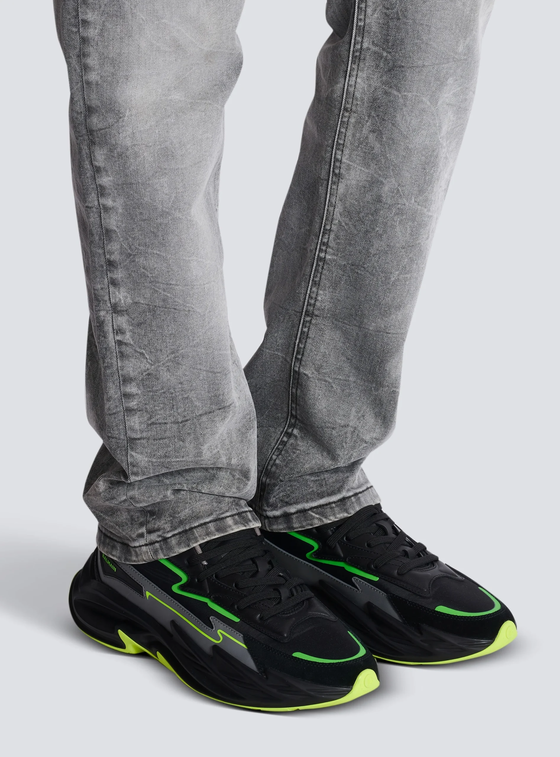 Balmain Run-Row Leather And Nylon Trainers