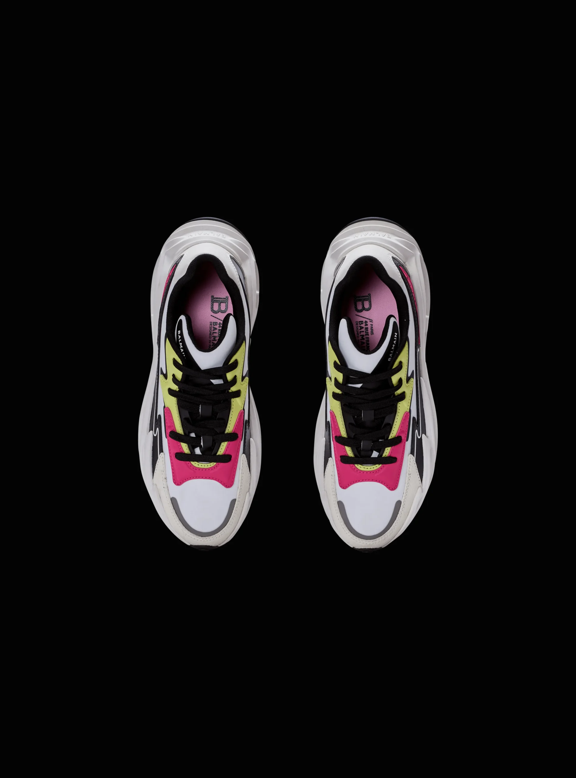 Women Balmain Run-Row Leather And Nylon Trainers