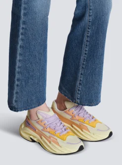 Women Balmain Run-Row Leather And Nylon Trainers