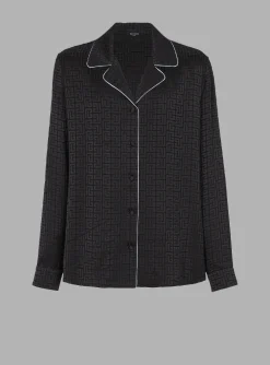 Balmain Satin Monogram Jacquard Shirt