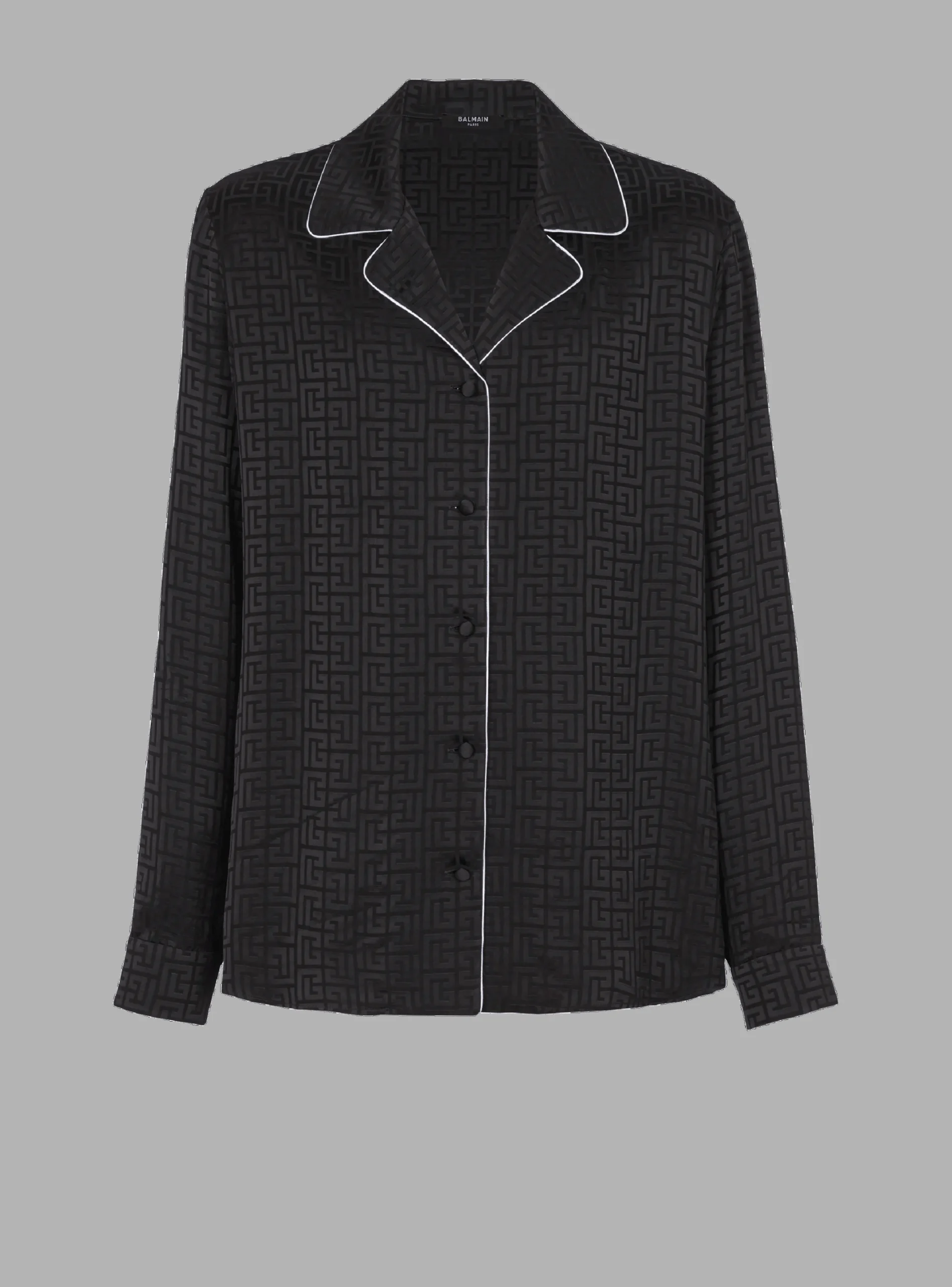 Balmain Satin Monogram Jacquard Shirt