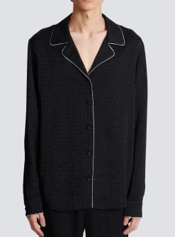 Balmain Satin Monogram Jacquard Shirt