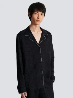 Balmain Satin Monogram Jacquard Shirt