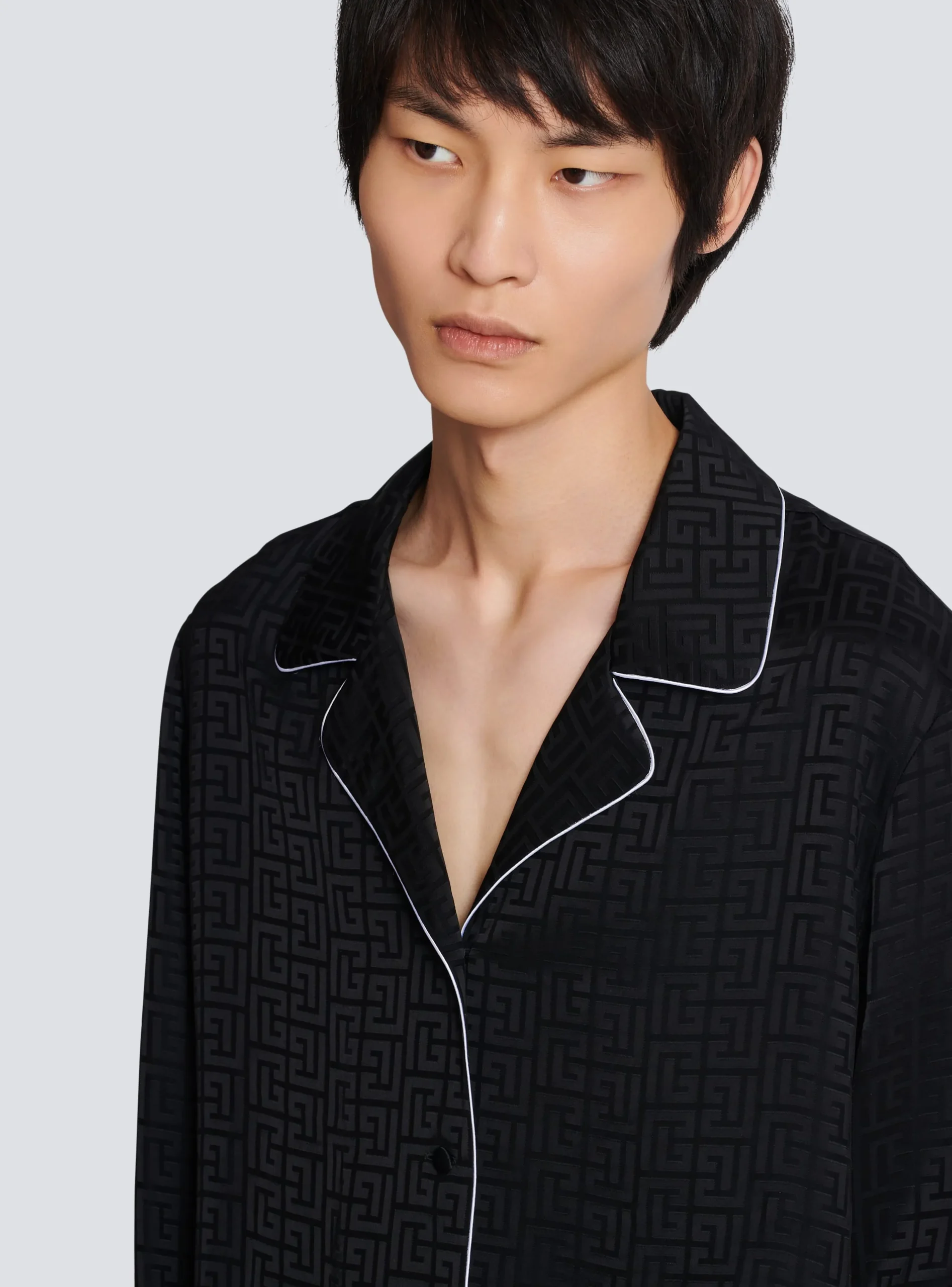 Balmain Satin Monogram Jacquard Shirt