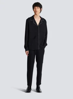 Balmain Satin Monogram Jacquard Trousers