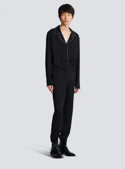 Balmain Satin Monogram Jacquard Trousers