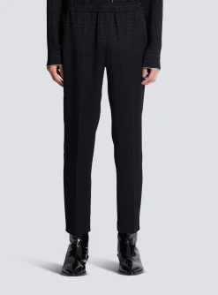Balmain Satin Monogram Jacquard Trousers