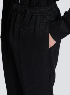 Balmain Satin Monogram Jacquard Trousers