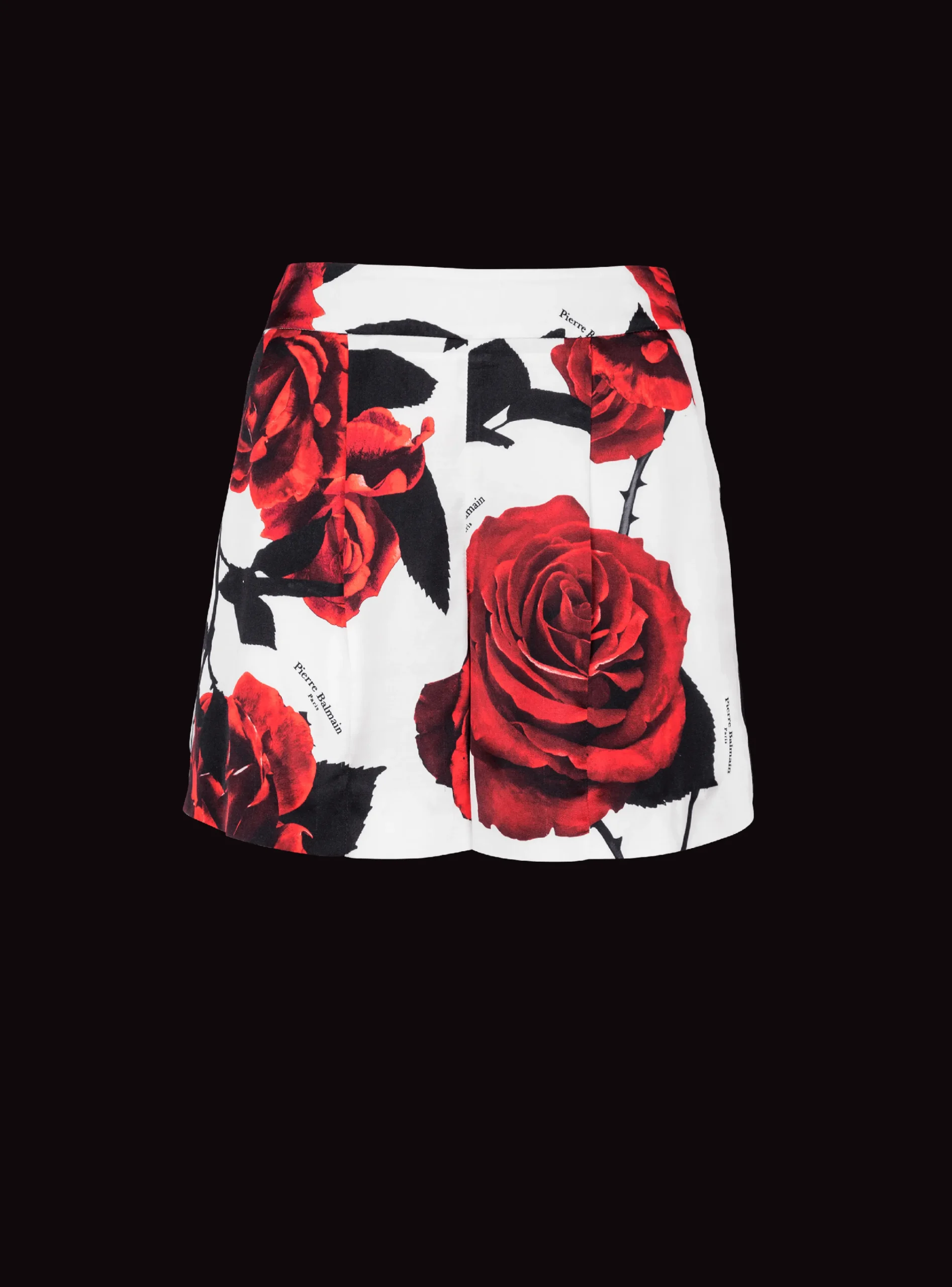 Women Balmain Satin Shorts With Roses Print