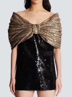 Women Balmain Sequinned Dress With Oversized Bow
