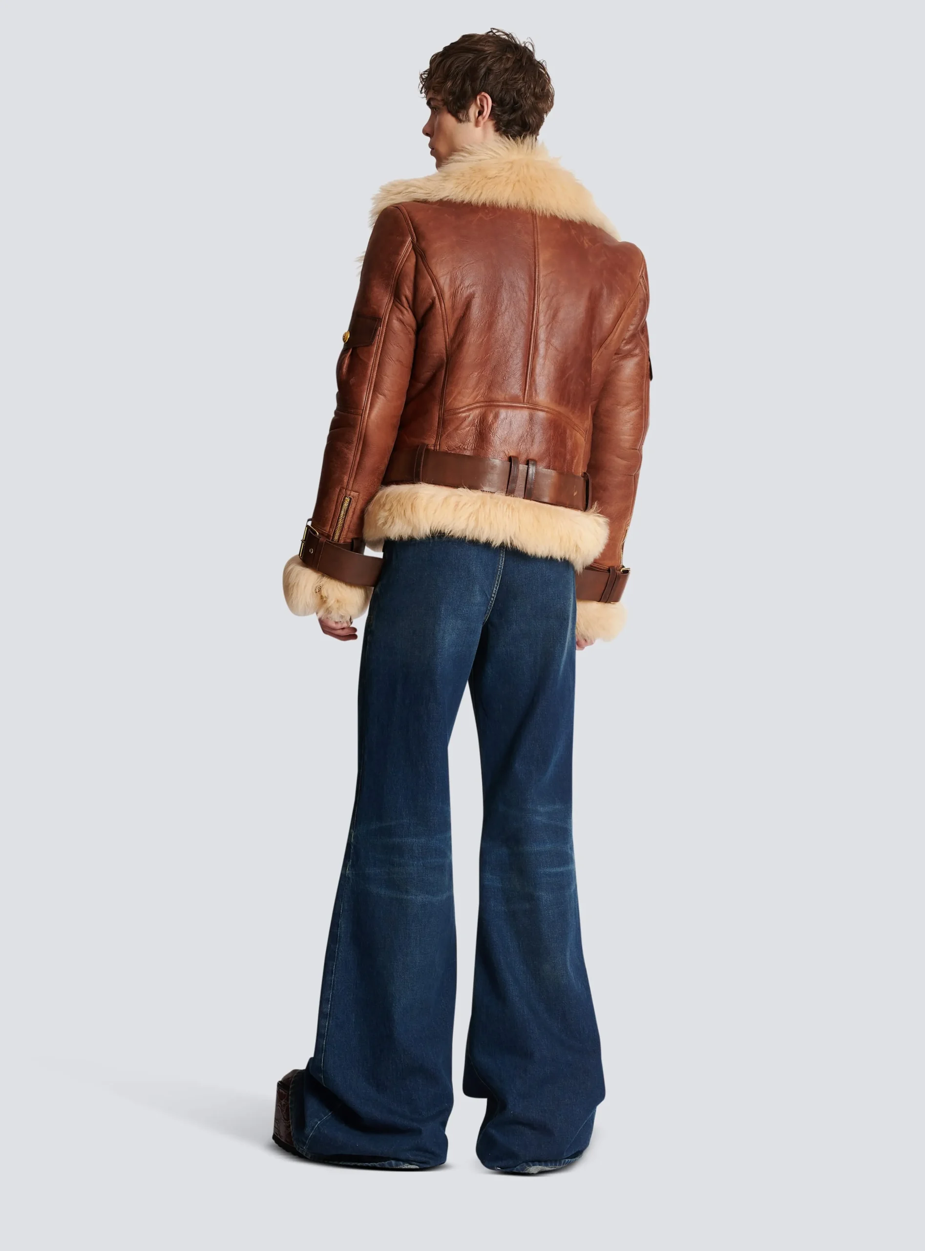 Women Balmain Sheepskin Aviator Jacket