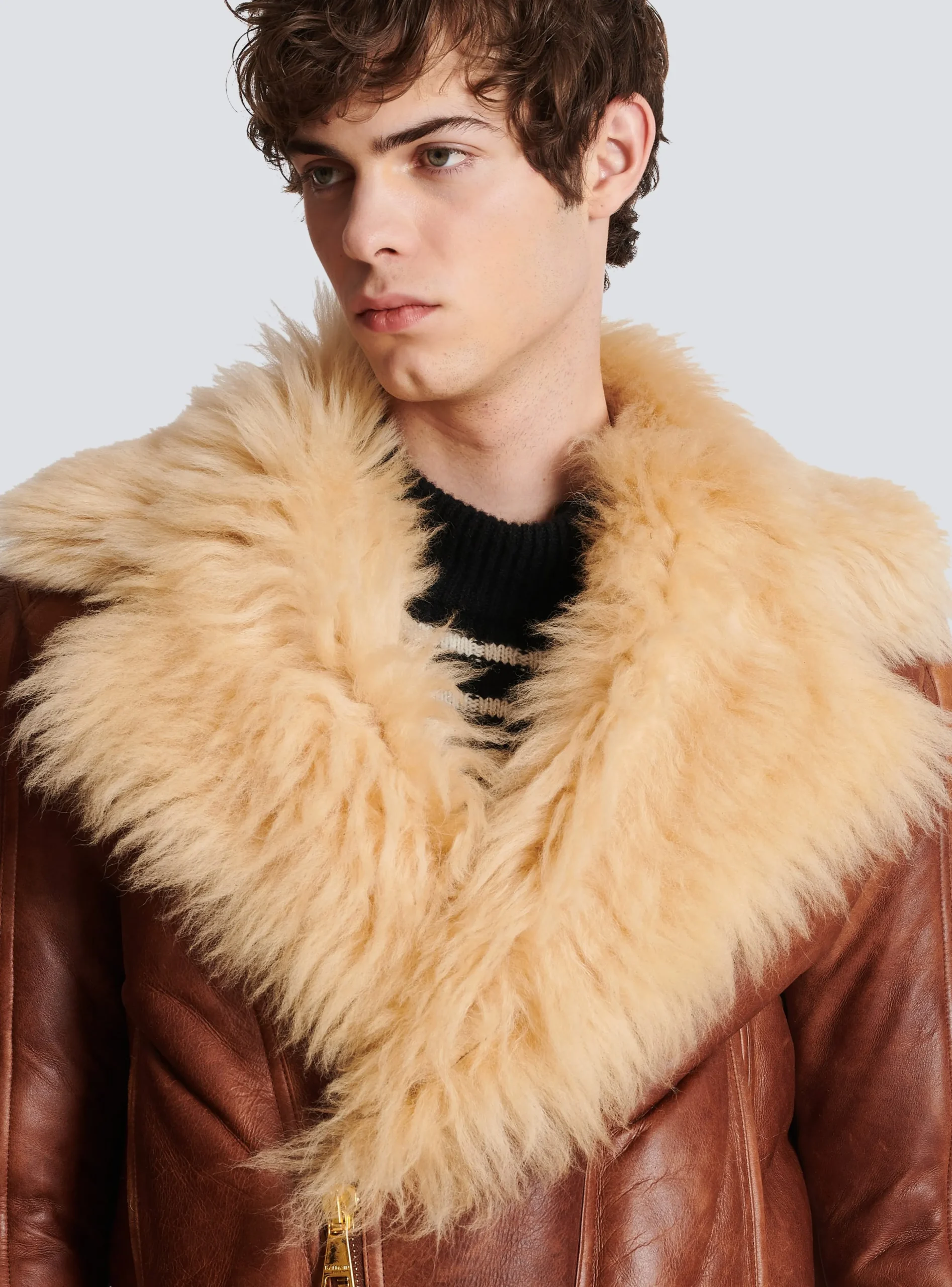 Women Balmain Sheepskin Aviator Jacket