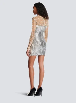 Women Balmain Short Beaded Dress