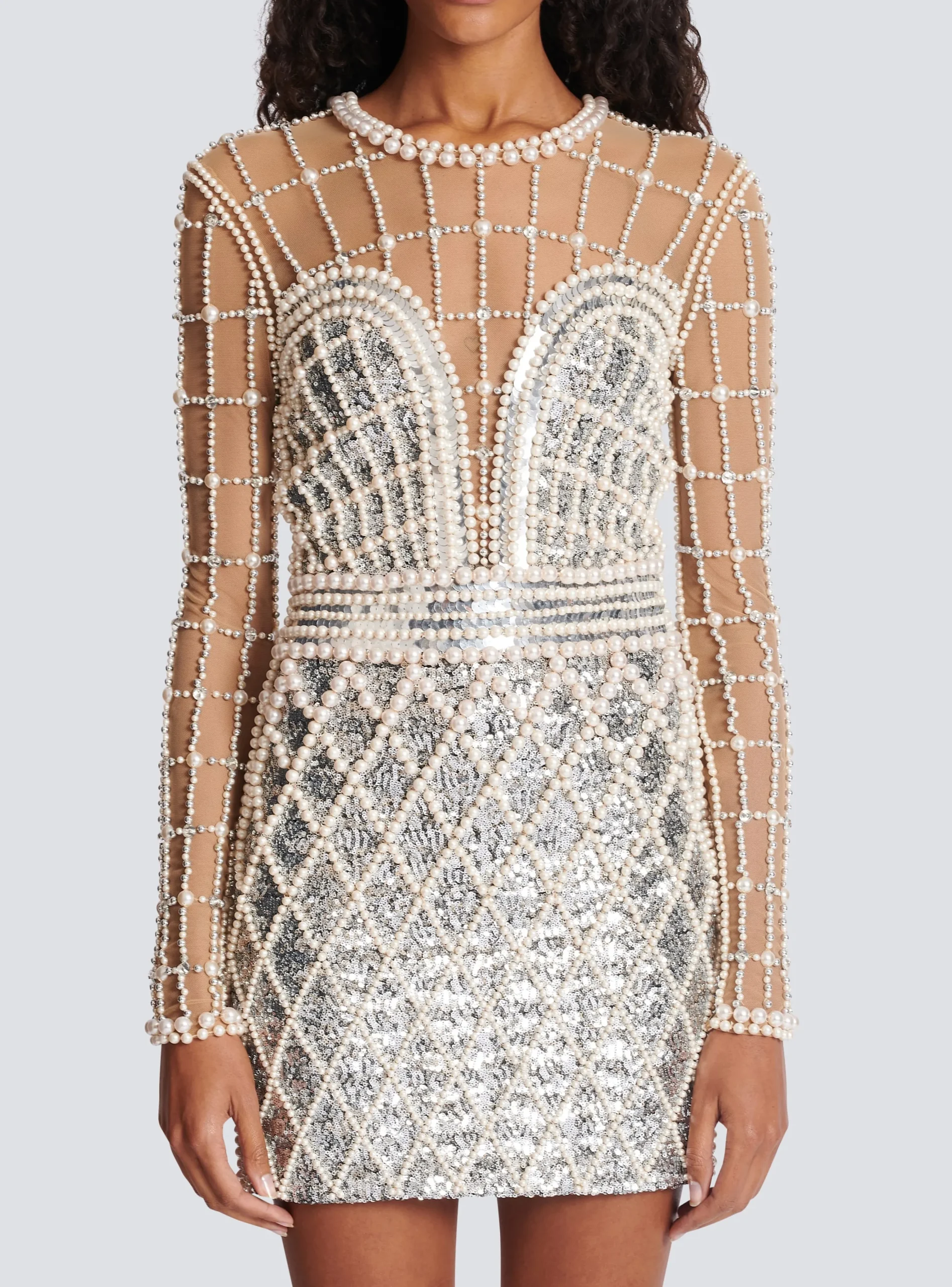 Women Balmain Short Beaded Dress