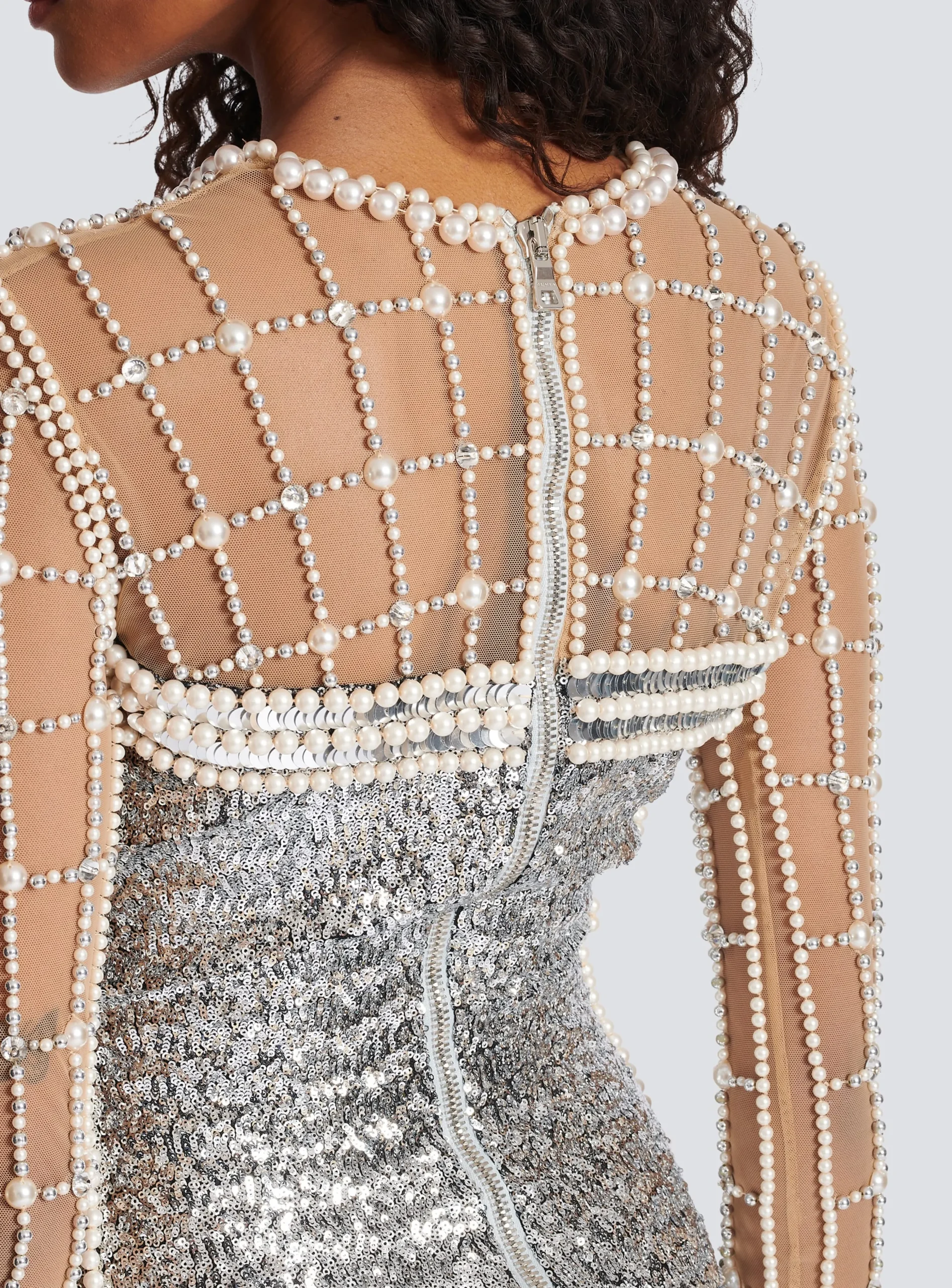 Women Balmain Short Beaded Dress