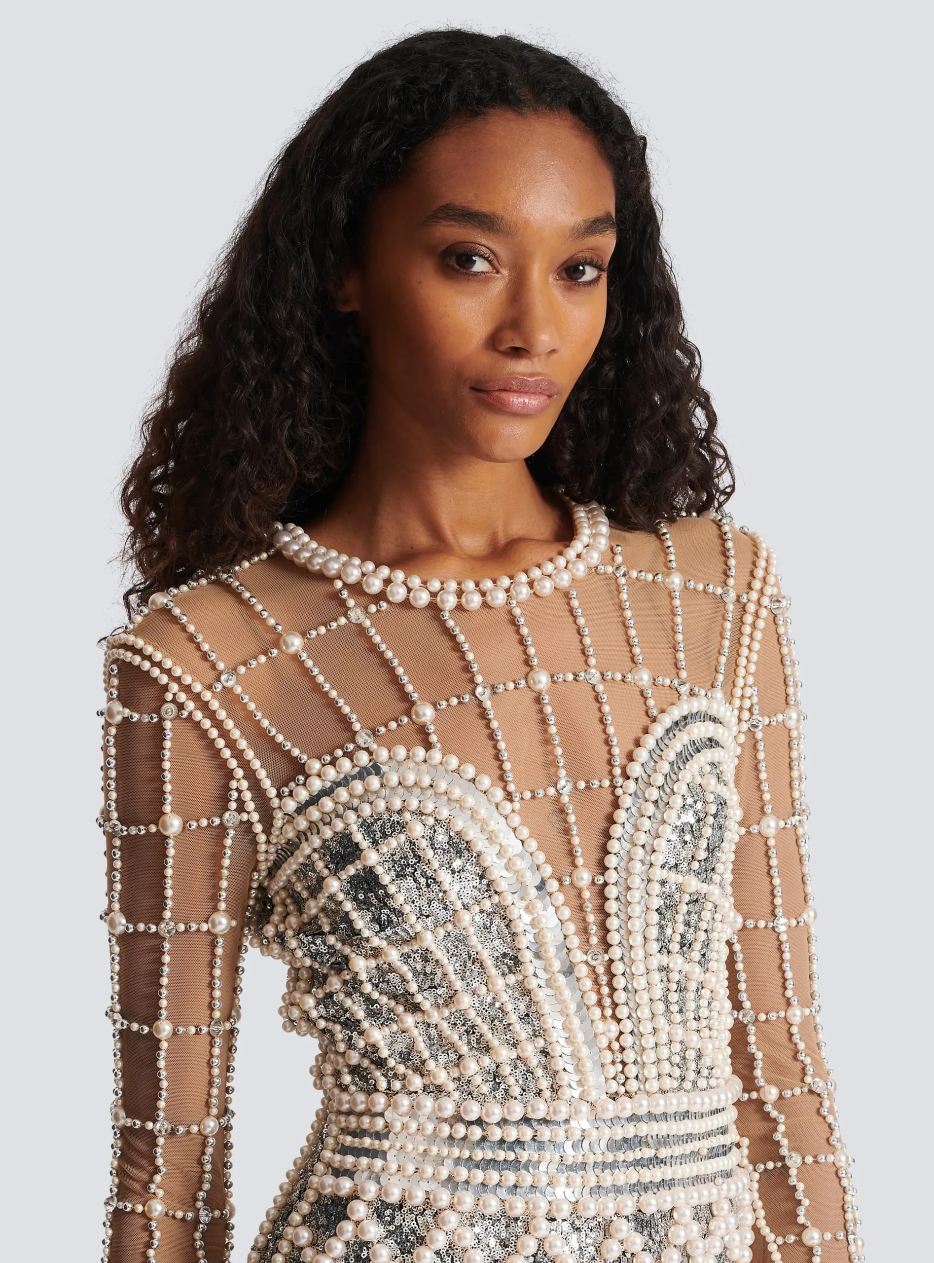 Women Balmain Short Beaded Dress