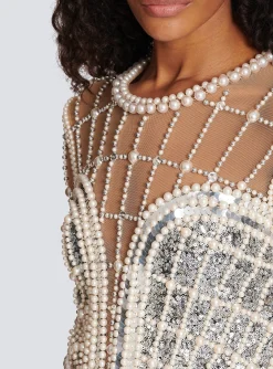 Women Balmain Short Beaded Dress