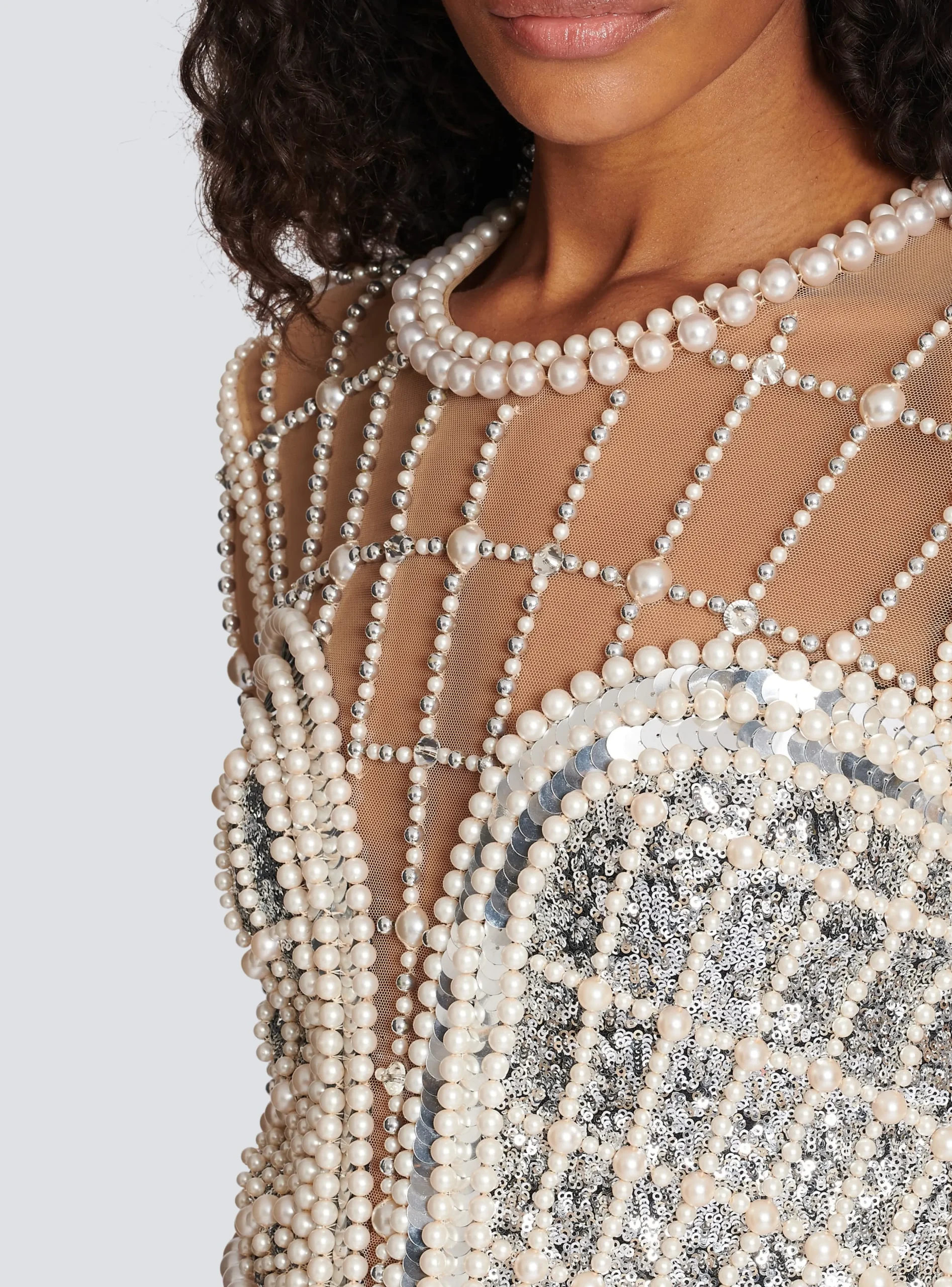 Women Balmain Short Beaded Dress