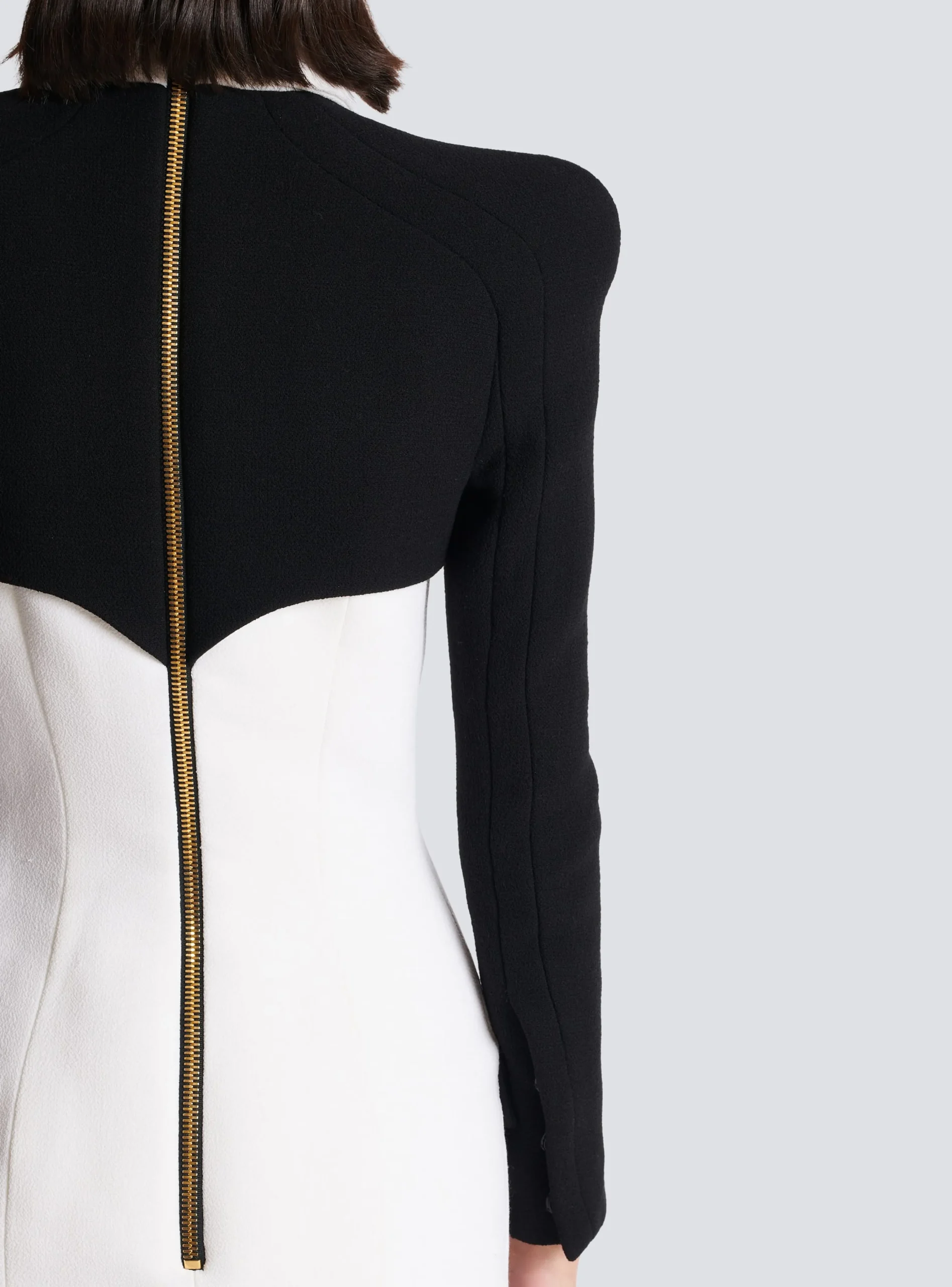 Women Balmain Short Buttoned Crepe Dress