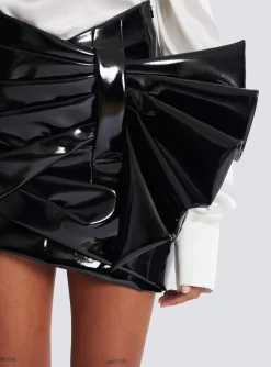 Women Balmain Short Draped Vinyl Skirt