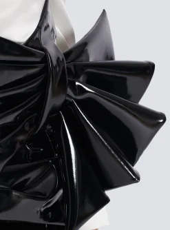 Women Balmain Short Draped Vinyl Skirt