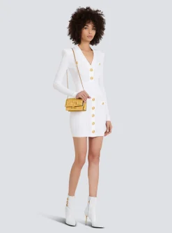 Women Balmain Short Eco-designed Knit Dress With Gold-tone Buttons